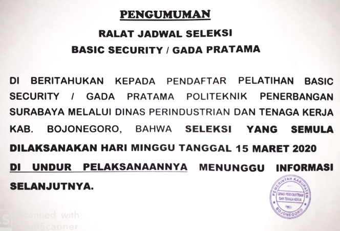 Pengumuman Ralat Jadwal Seleksi Pelatihan Basic Security