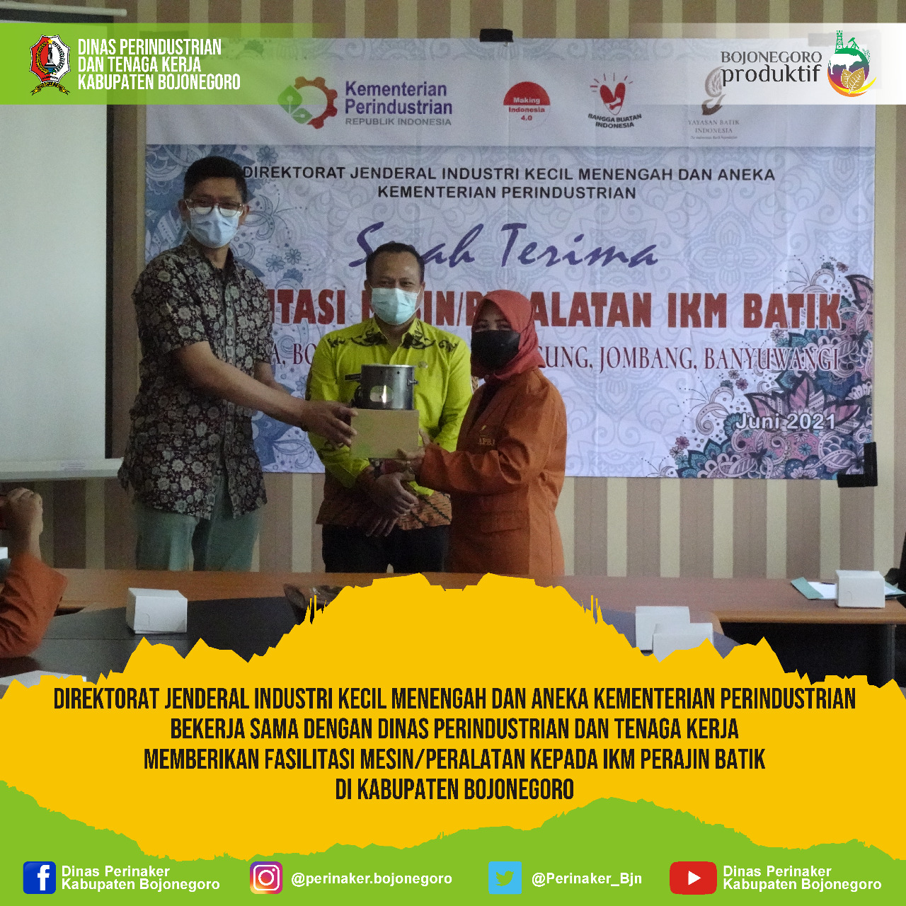 Fasilitasi Mesin/Peralatan Batik kepada IKM Perajin Batik oleh Dirjen IKM dan Aneka Kemenperin RI