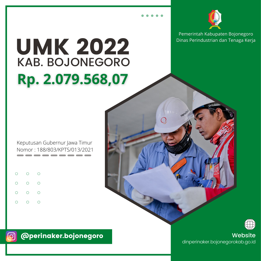 UMK Kabupaten Bojonegoro Tahun 2022 menjadi Rp. 2.079.568,07