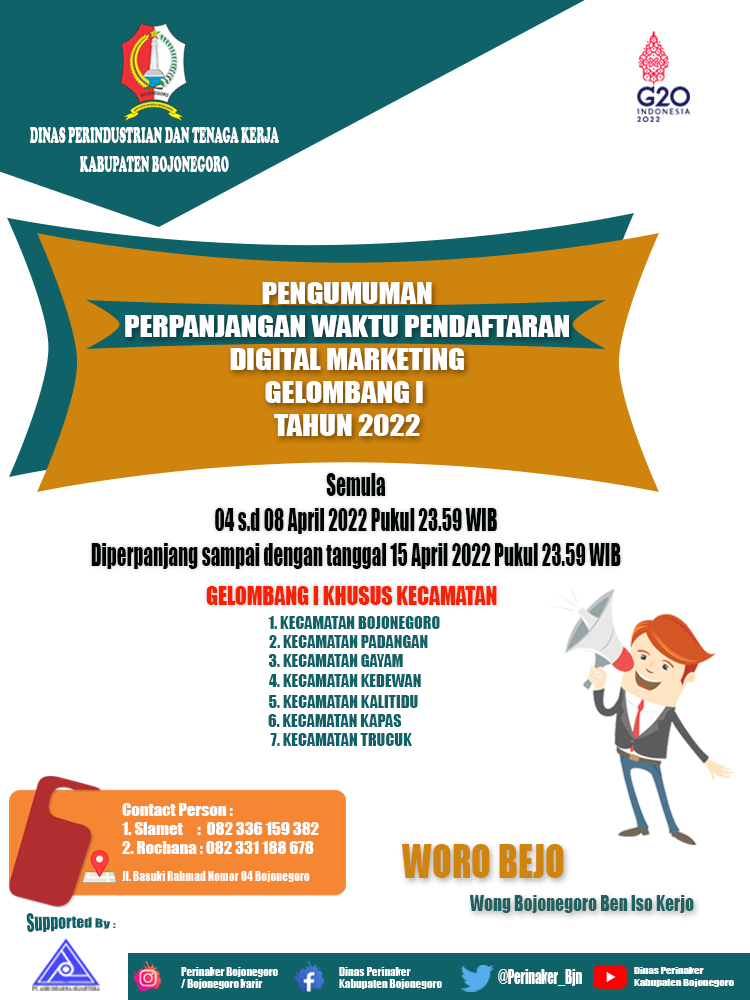 PERPANJANGAN PENDAFTARAN PELATIHAN DIGITAL MARKETING GELOMBANG I