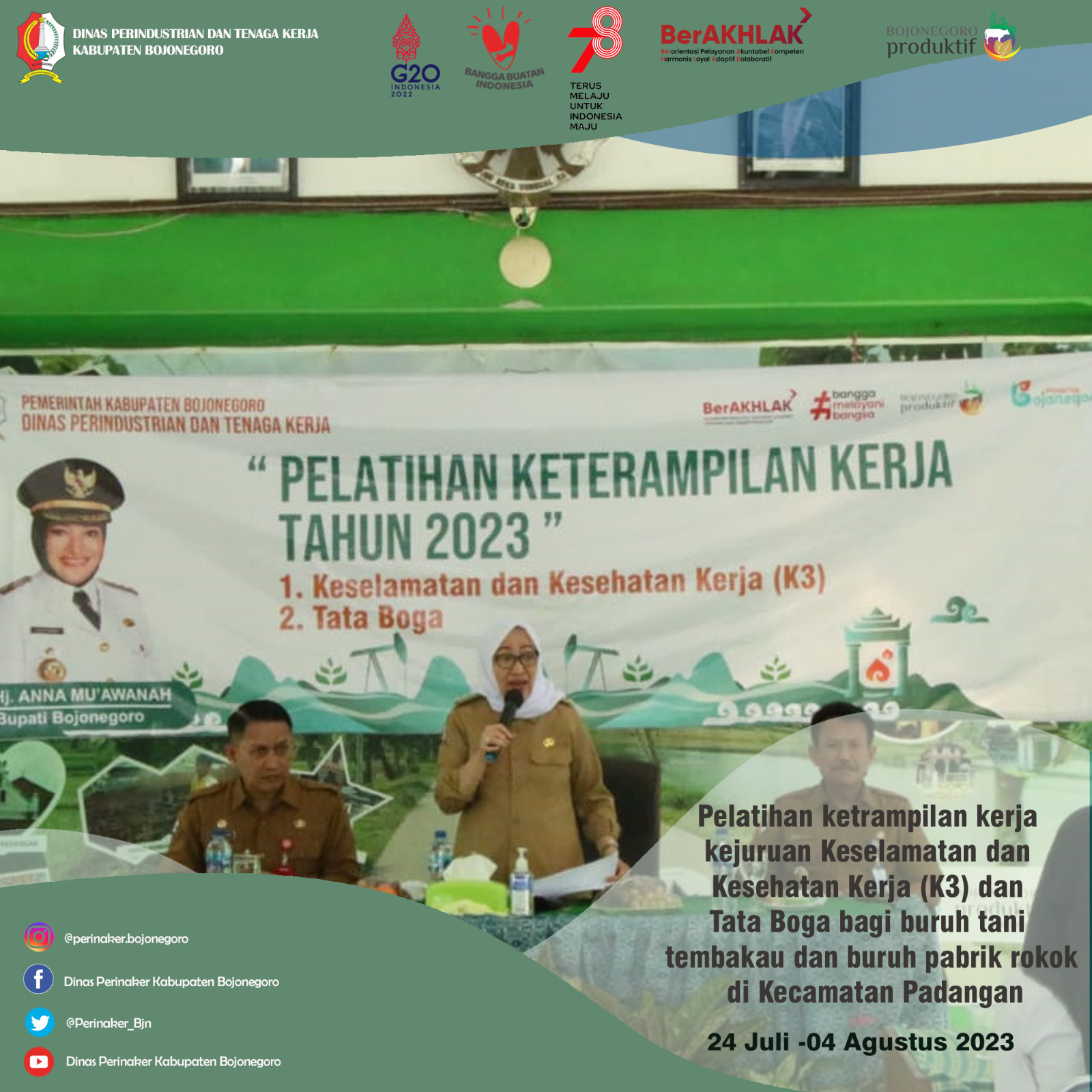Pelatihan ketrampilan kerja kejuruan Keselamatan dan Kesehatan Kerja (K3) dan Tata boga bagi buruh t