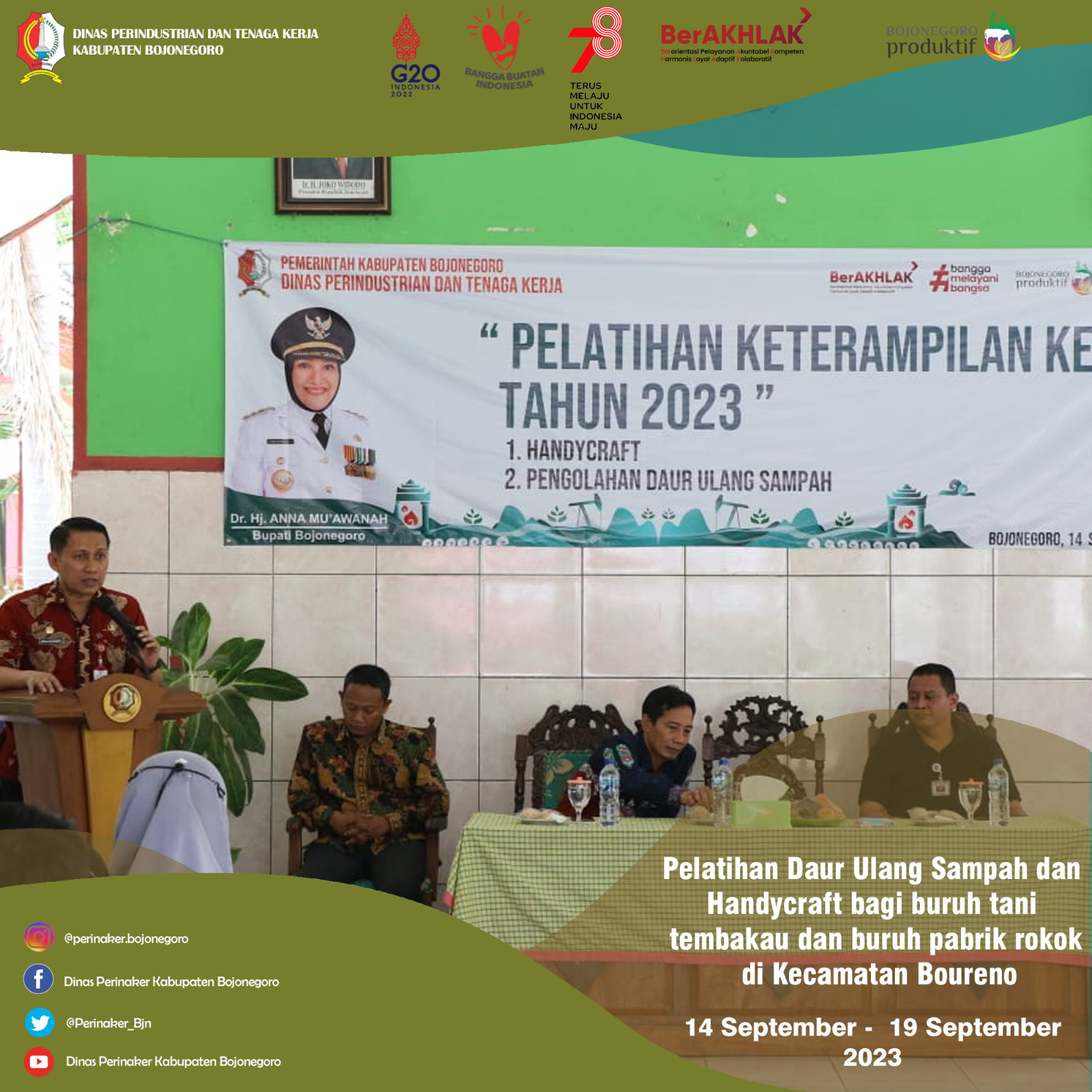 Pelatihan ketrampilan kerja kejuruan Daur Ulang Sampah dan Handycraft Kecamatan Kapas