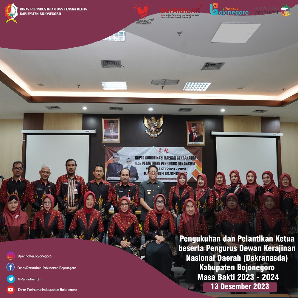 Pengukuhan dan Pelantikan Ketua beserta Pengurus Dewan Kerajinan Nasional Daerah (Dekranasda) Kabupa