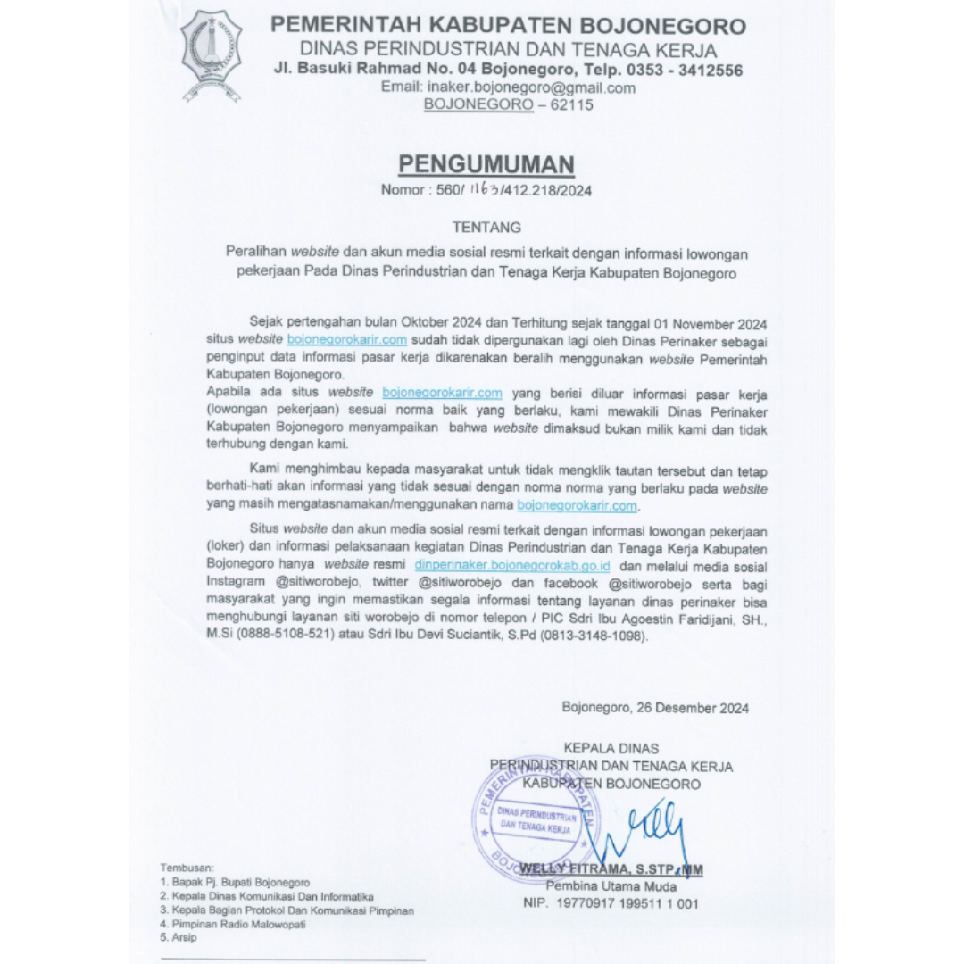 PENGUMUMAN PERPINDAHAN WEBSITE