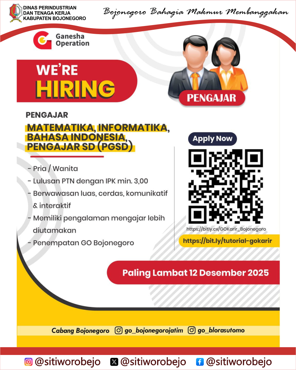 Lowongan Pengajar – Ganesa Operation (GO) Bojonegoro