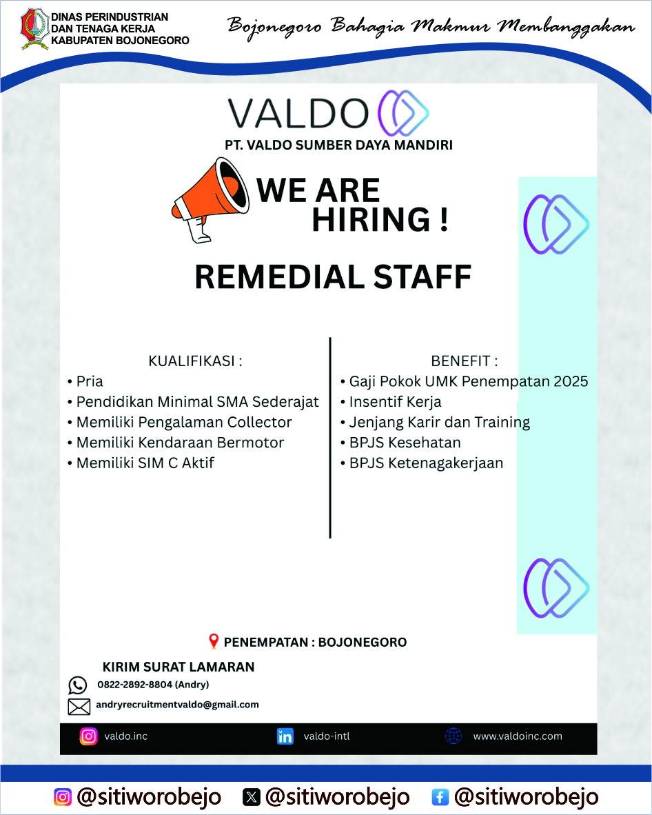 INFO LOWONGAN KERJA – PT Valdo Sumber Daya Mandiri