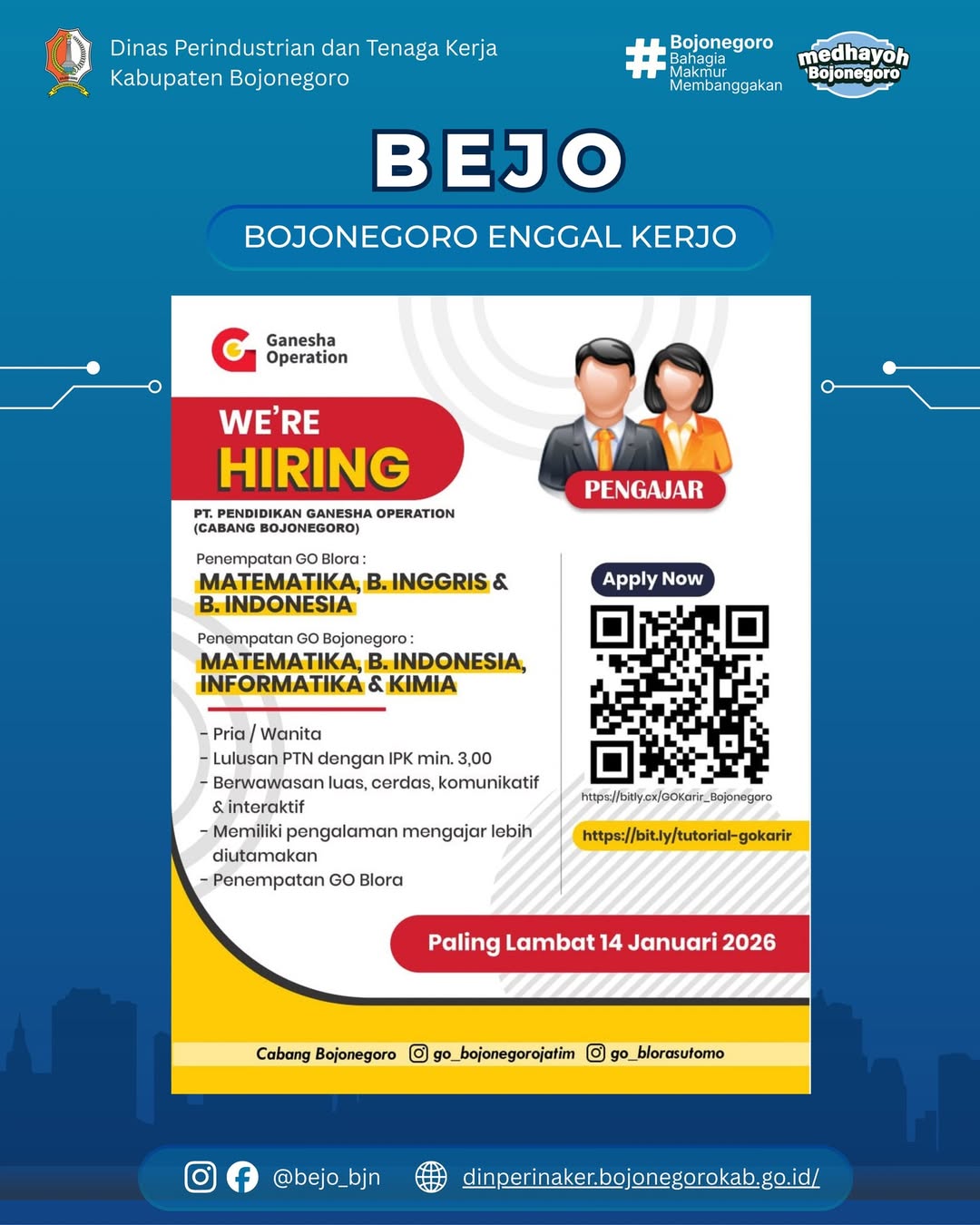 INFO LOWONGAN KERJA- Ganesha Operation (Cabang Bojonegoro)