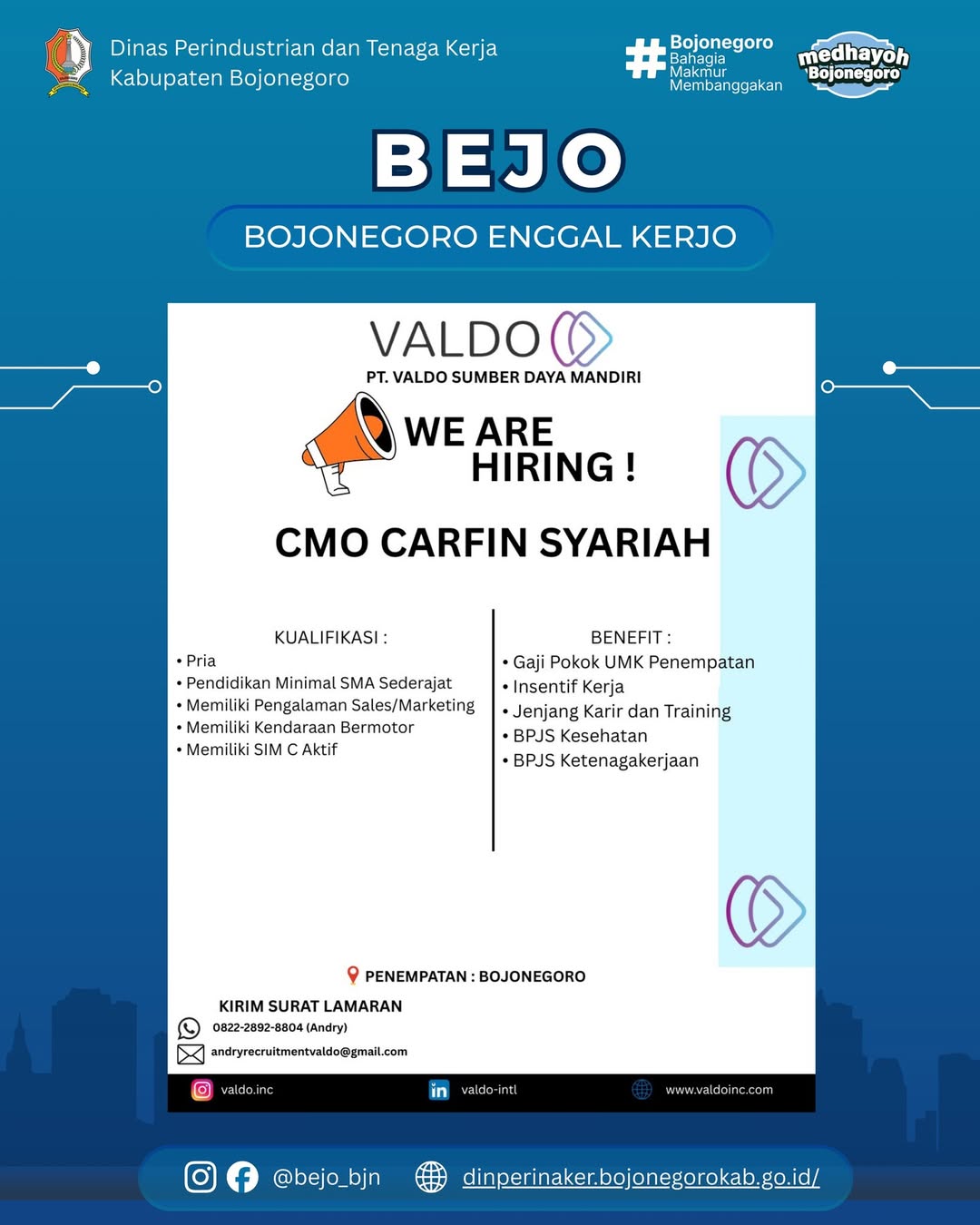 INFO LOWONGAN KERJA- PT. Valdo Sumber Daya Mandiri