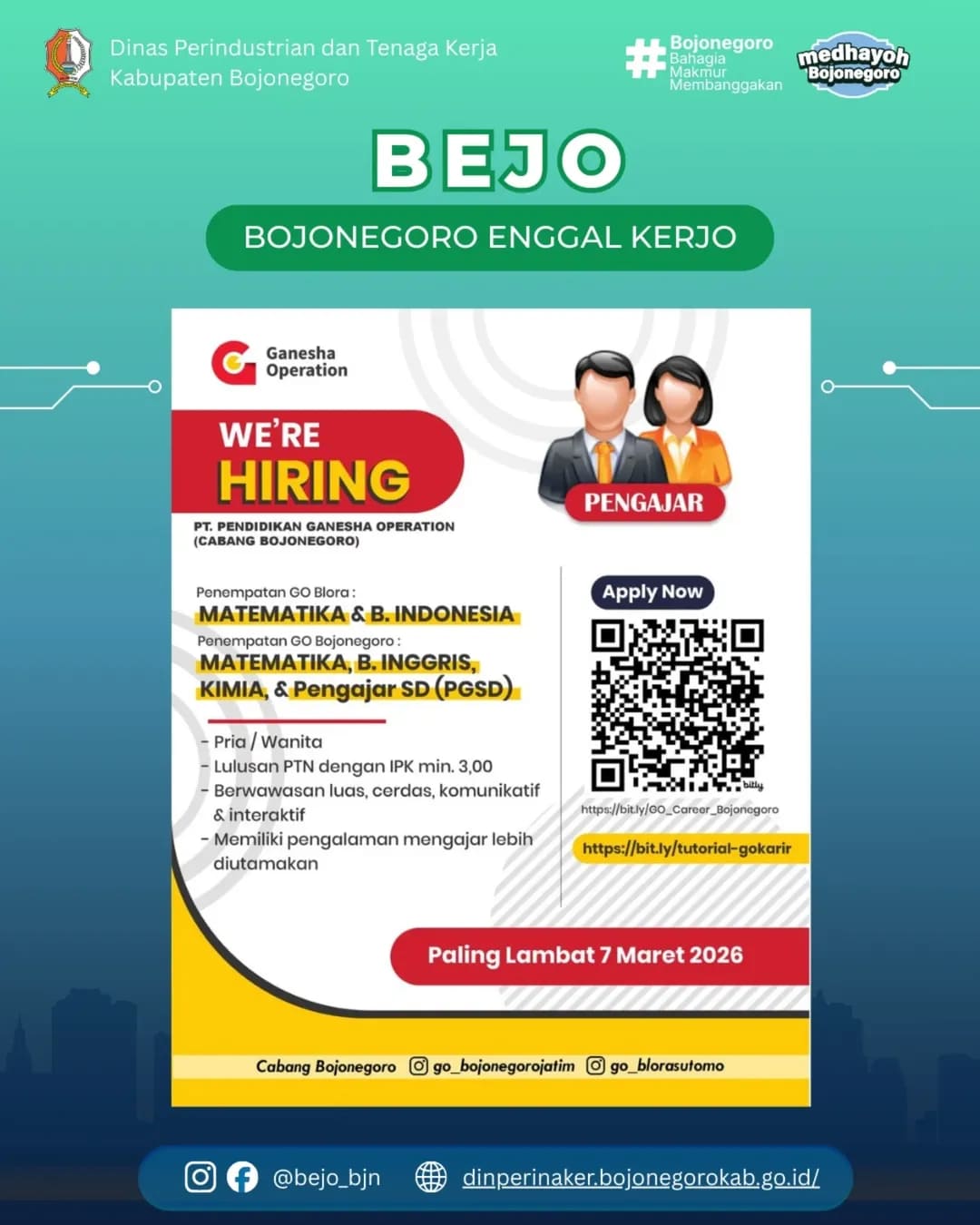 INFO LOWONGAN KERJA- Ganesha Operation (Cabang Bojonegoro)