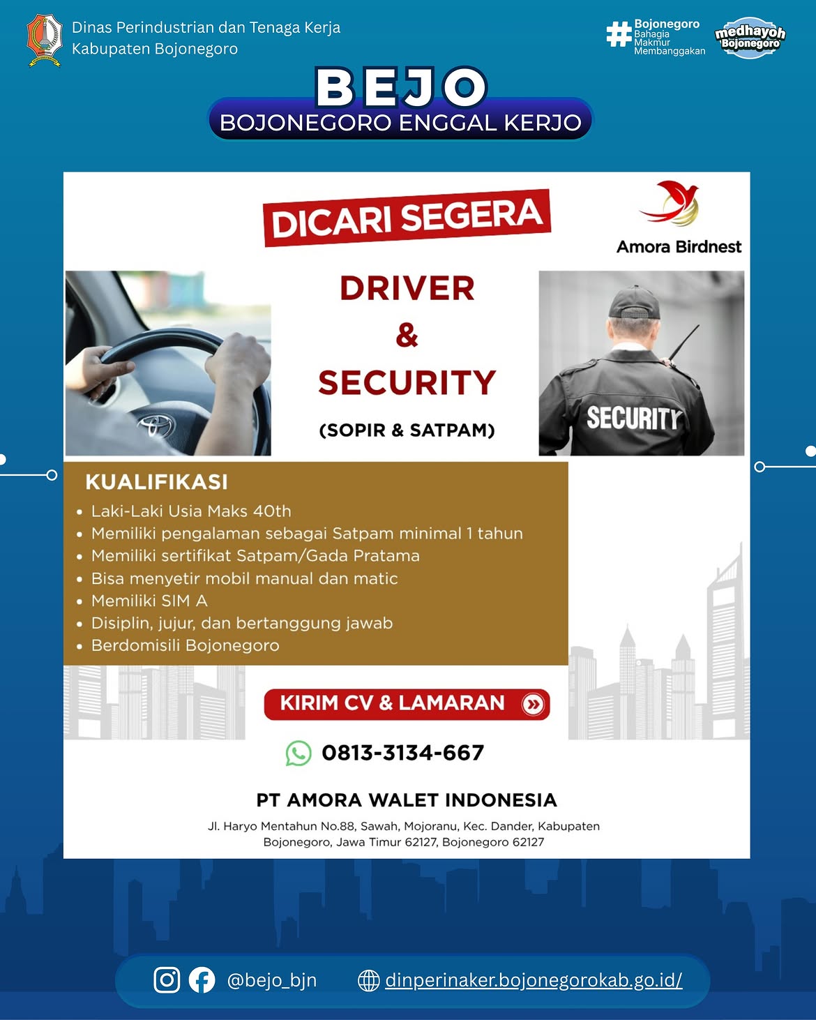 INFO LOWONGAN KERJA- PT Amora Walet Indonesia