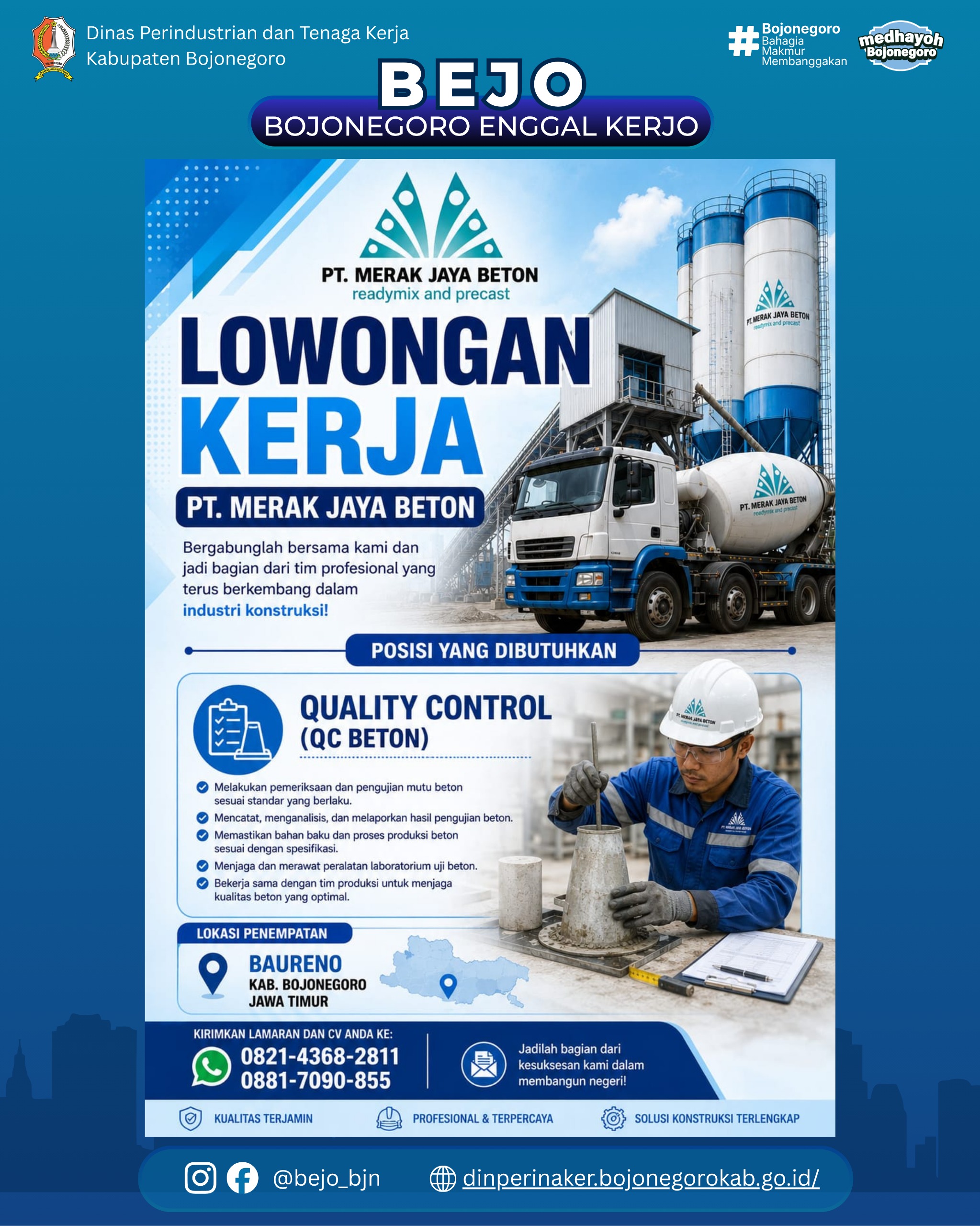 LOWONGAN KERJA TERBARU – PT. MERAK JAYA BETON