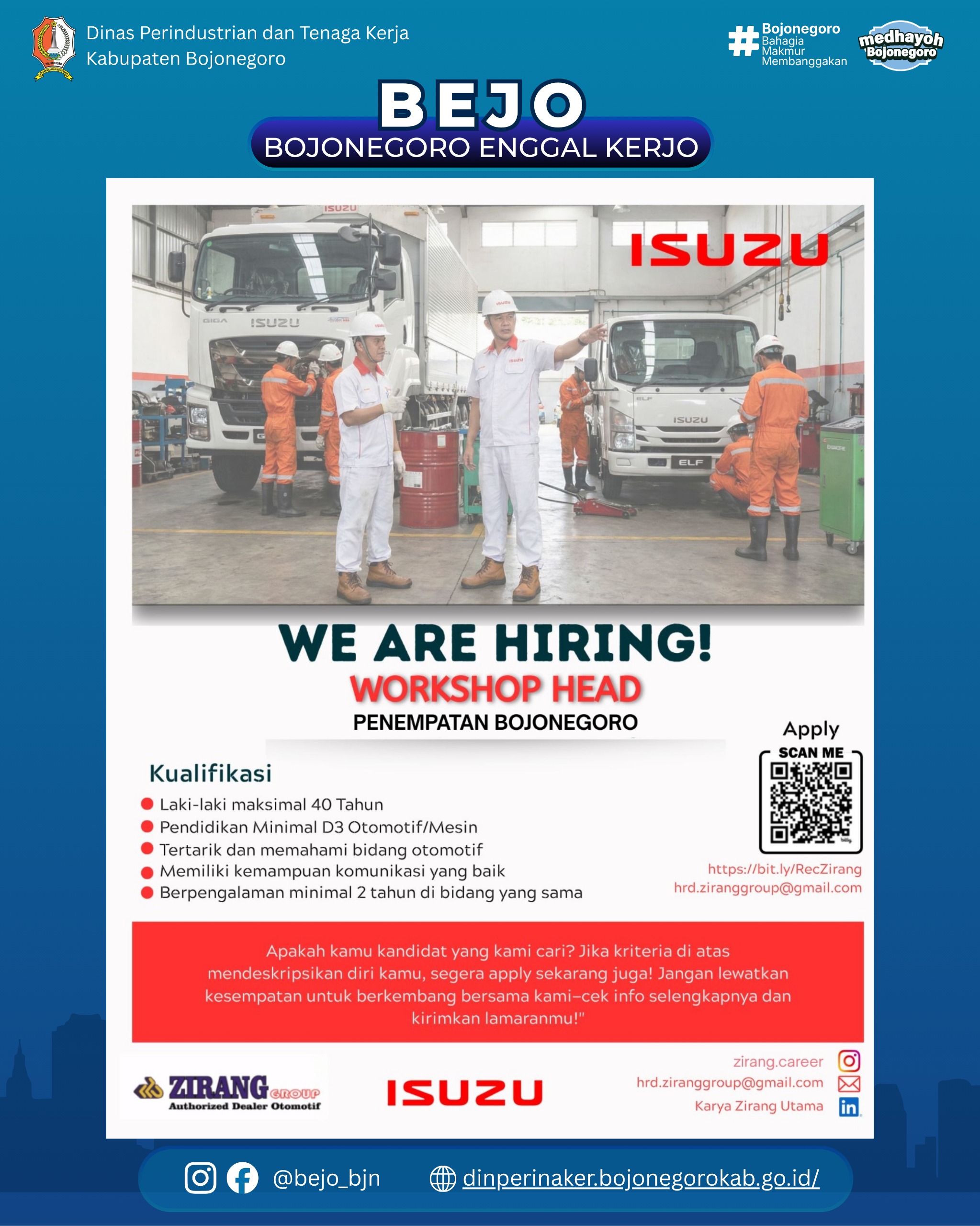 LOWONGAN KERJA TERBARU – PT Karya Zirang Utama (Isuzu)