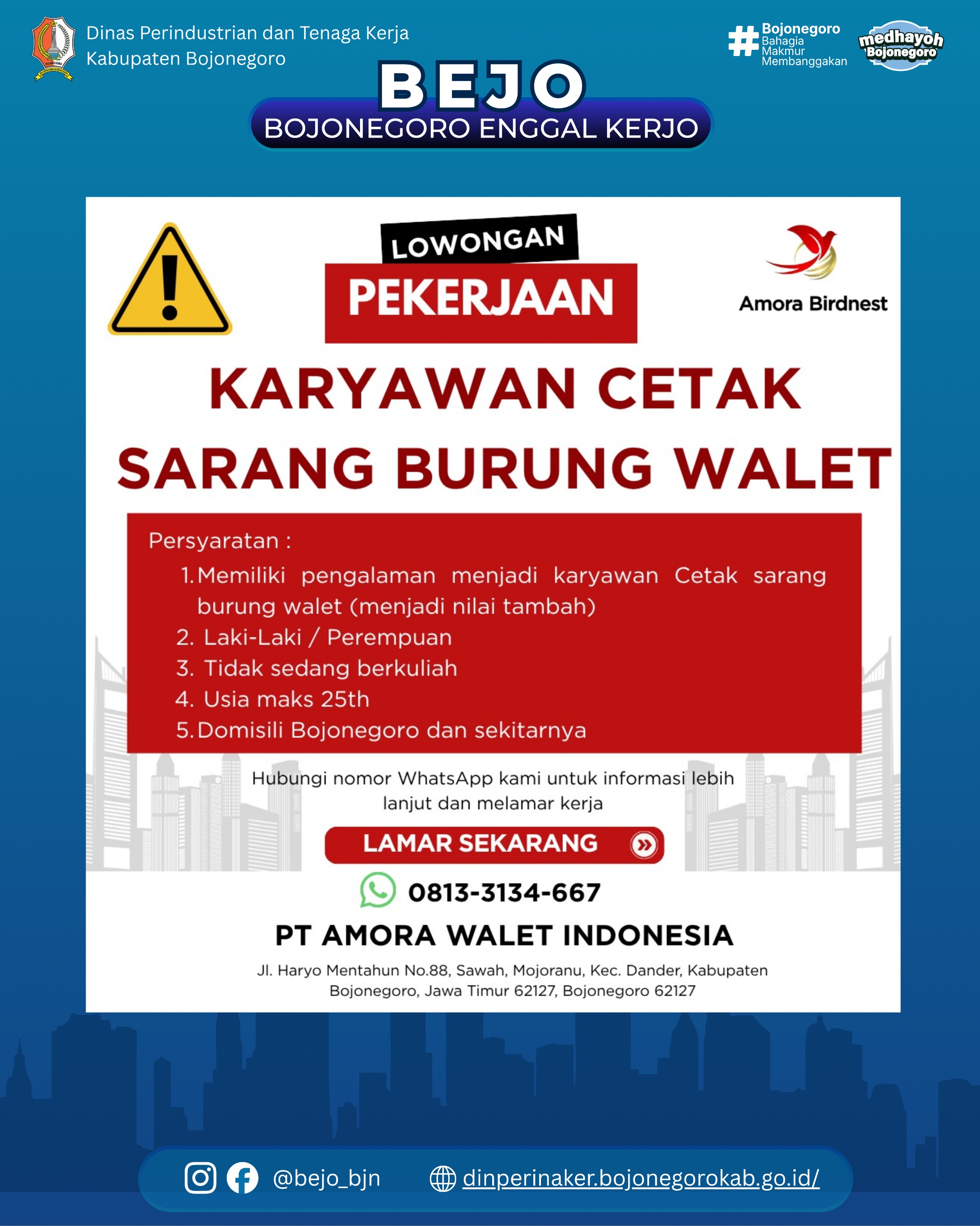 LOWONGAN KERJA TERBARU – PT Amora Walet Indonesia