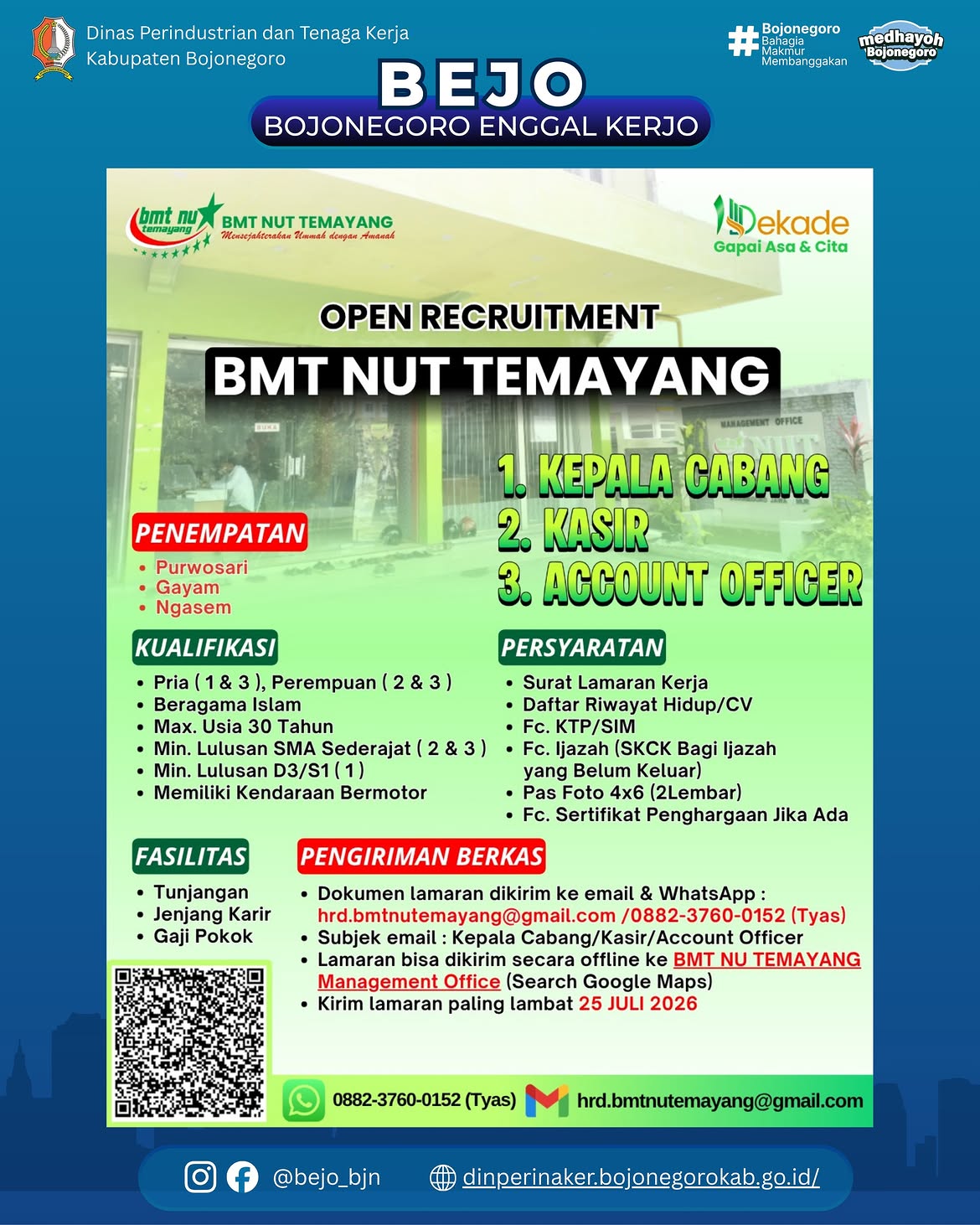 LOWONGAN KERJA TERBARU – BMT NUT Temayang