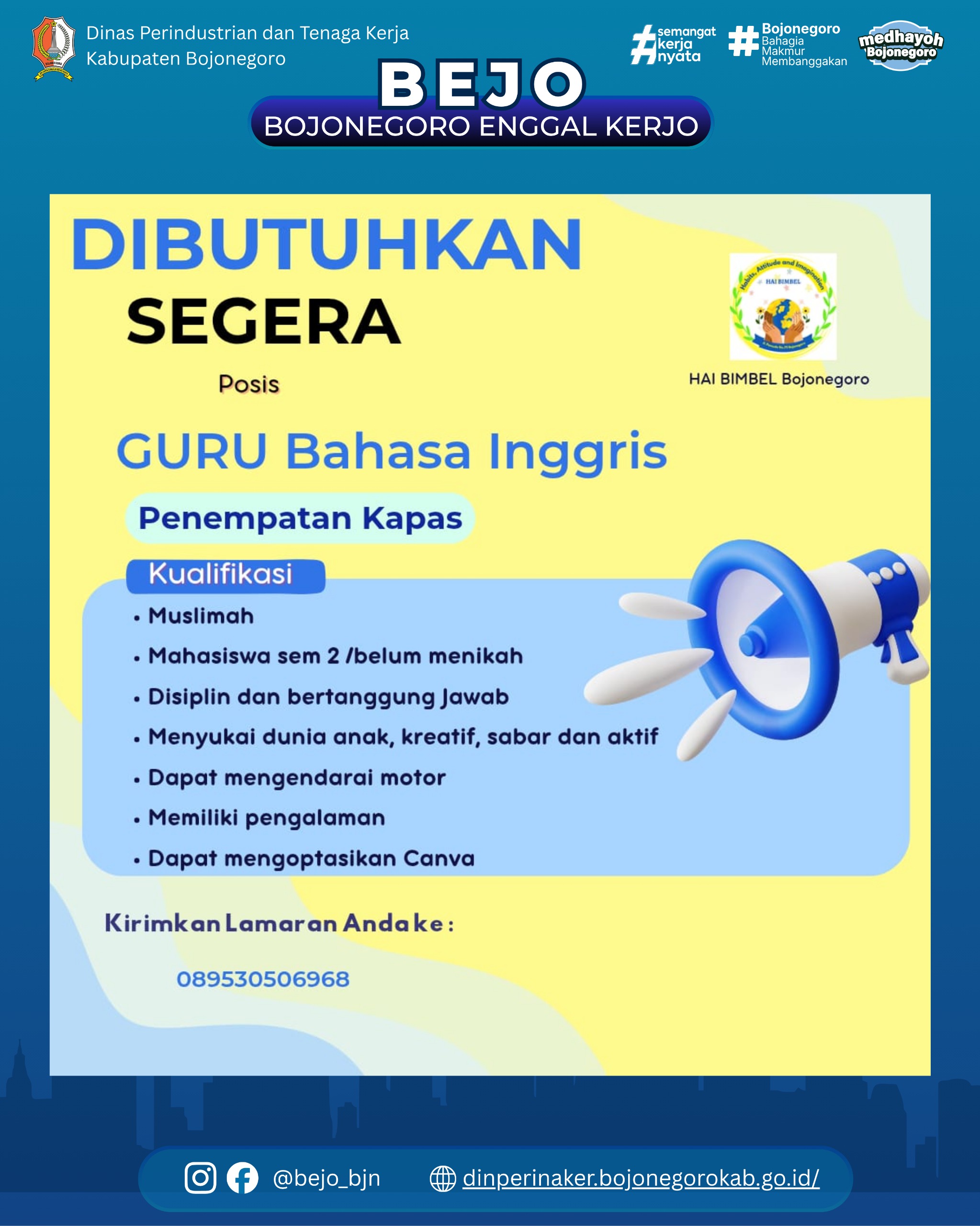 LOWONGAN KERJA TERBARU – HAI BIMBEL Bojonegoro