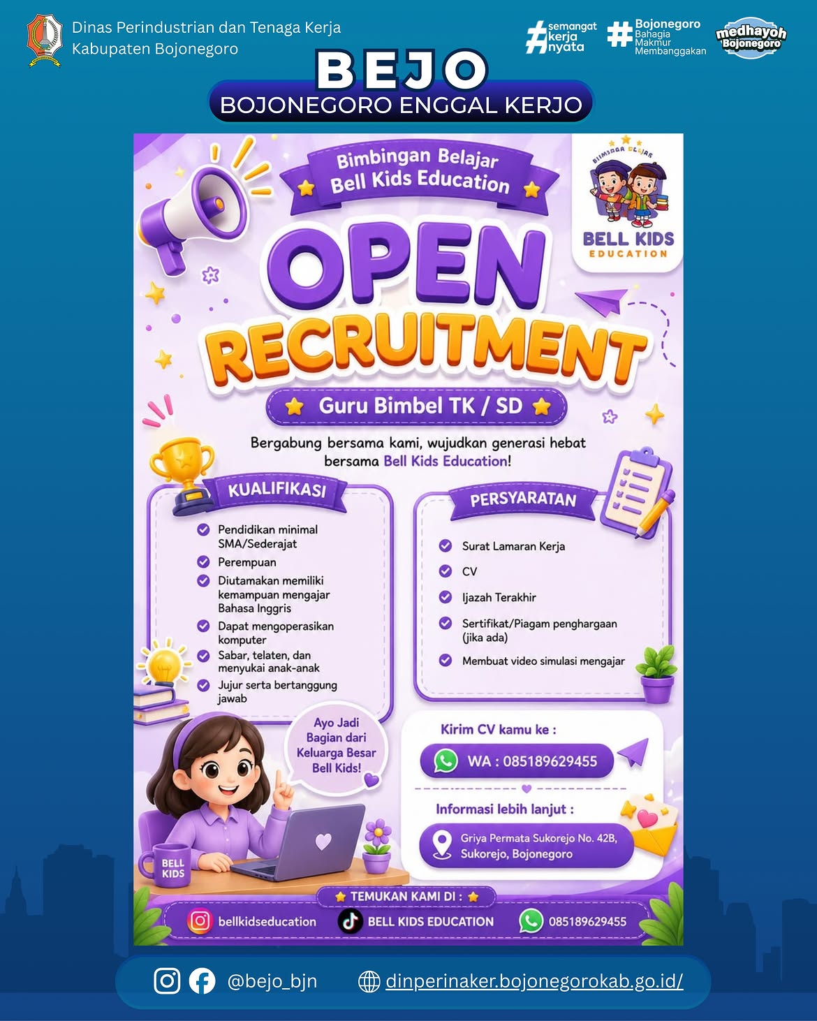 LOWONGAN KERJA TERBARU – Bell Kids Education