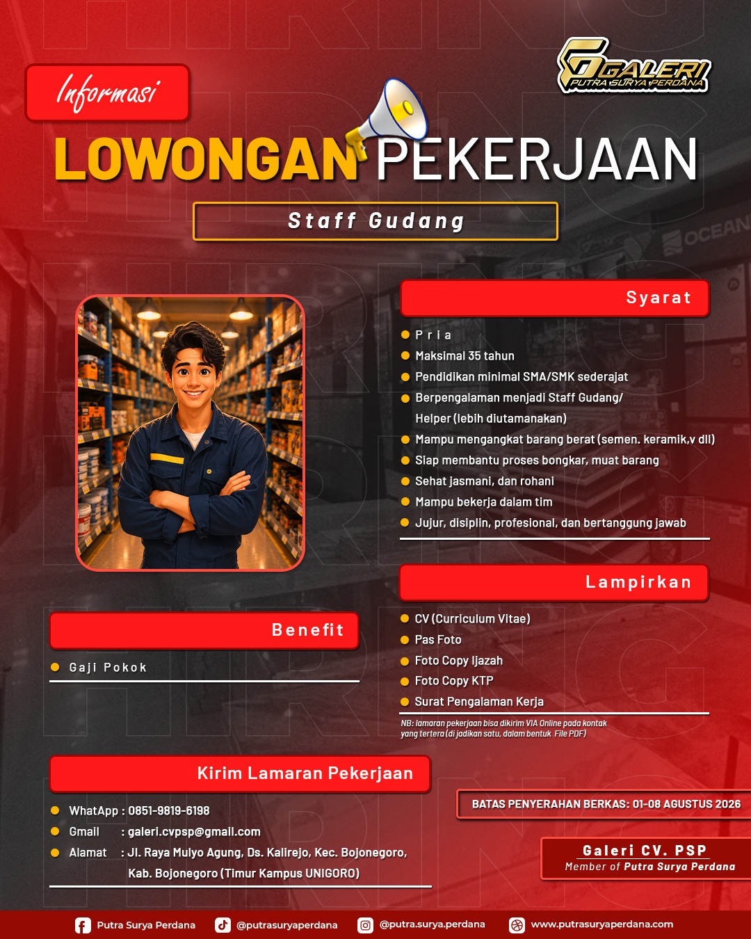 LOWONGAN KERJA TERBARU – Galeri CV Putra Surya Perdana