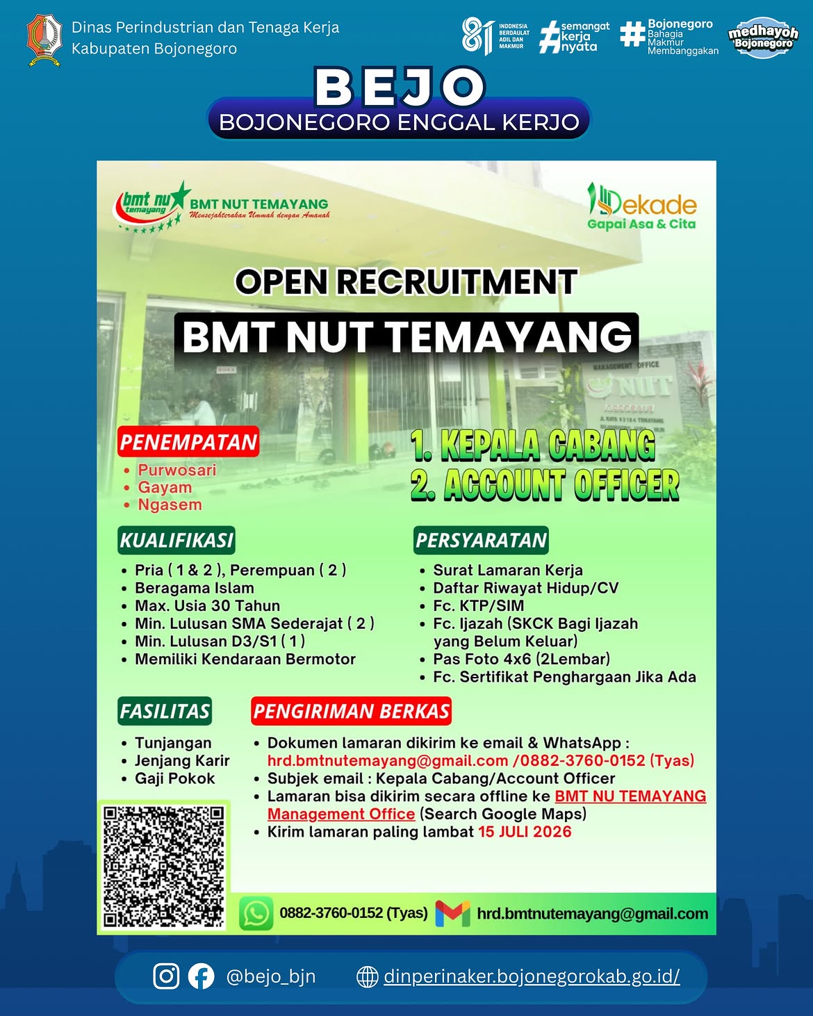 LOWONGAN KERJA TERBARU – BMT NU Temayang