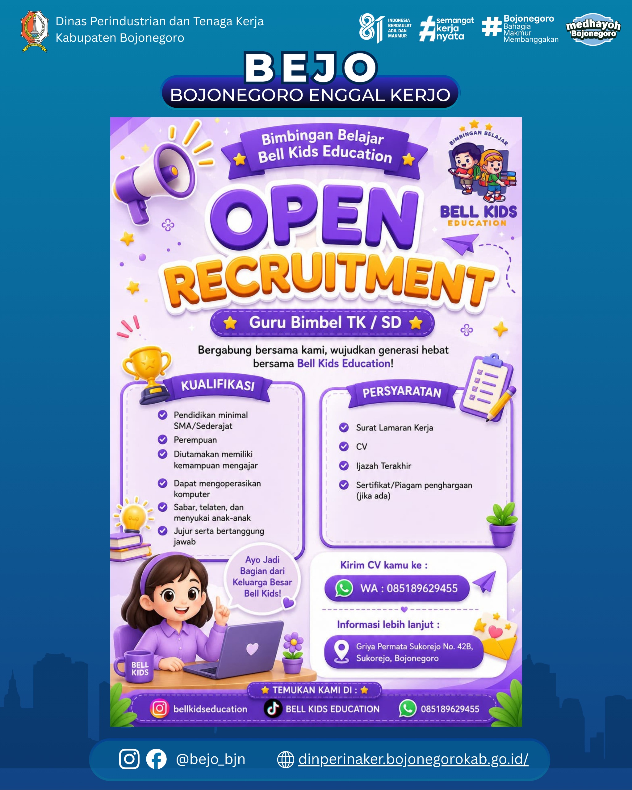LOWONGAN KERJA TERBARU – Bell Kids Education