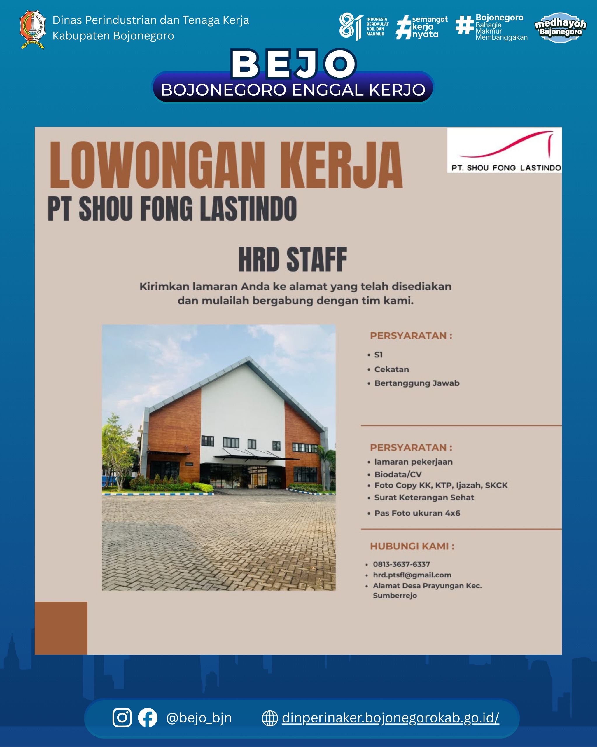 LOWONGAN KERJA TERBARU – PT Shou Fong Lastindo