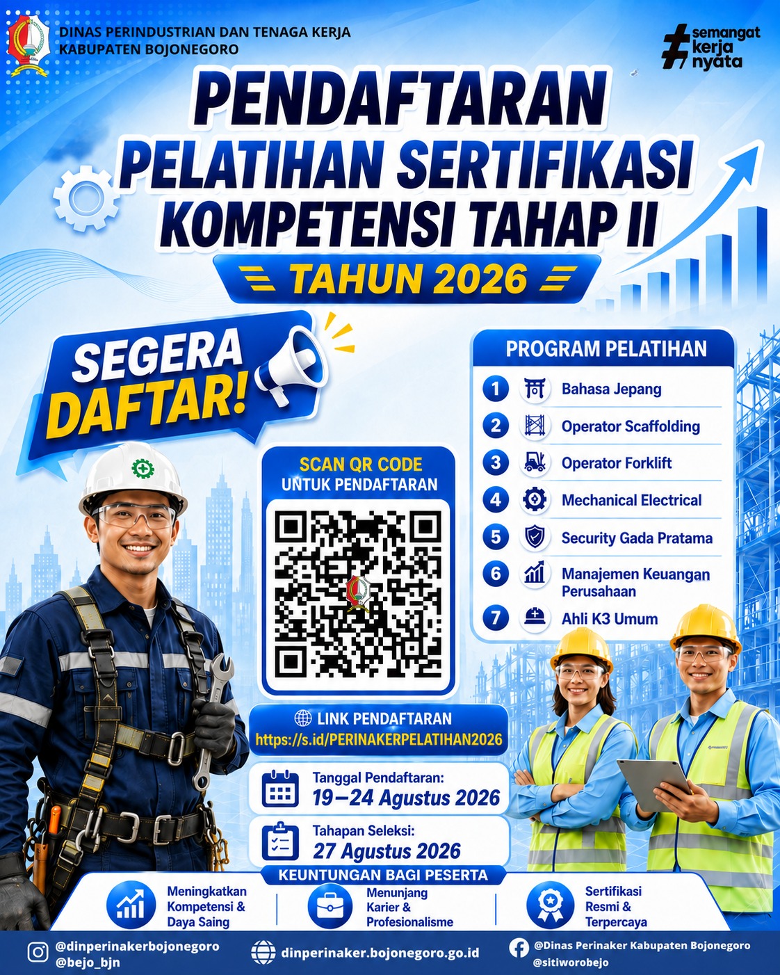 Pendaftaran Pelatihan Sertifikasi Kompetensi Tahap II Tahun 2026 resmi dibuka!