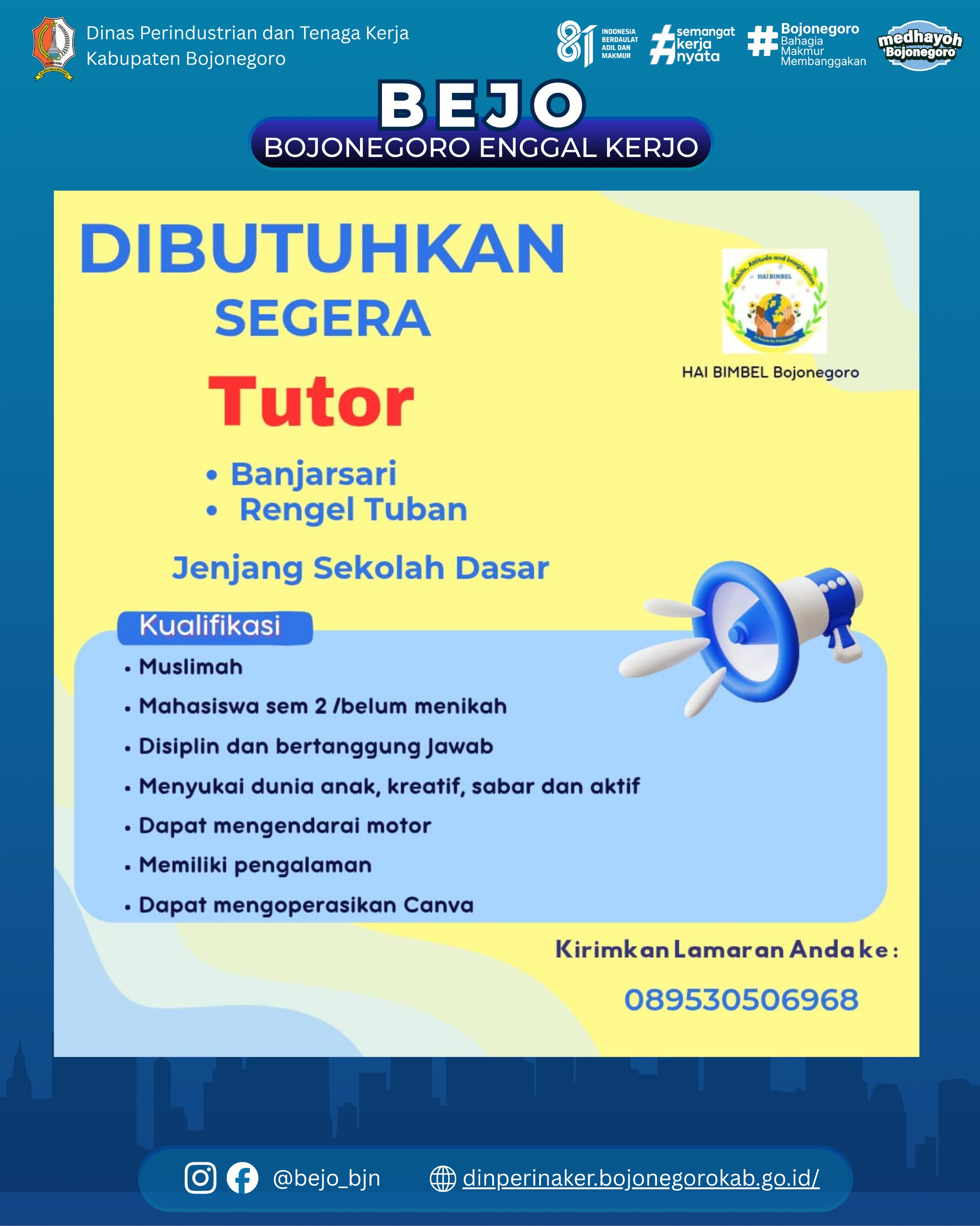 LOWONGAN KERJA TERBARU – Hai Bimbel Bojonegoro