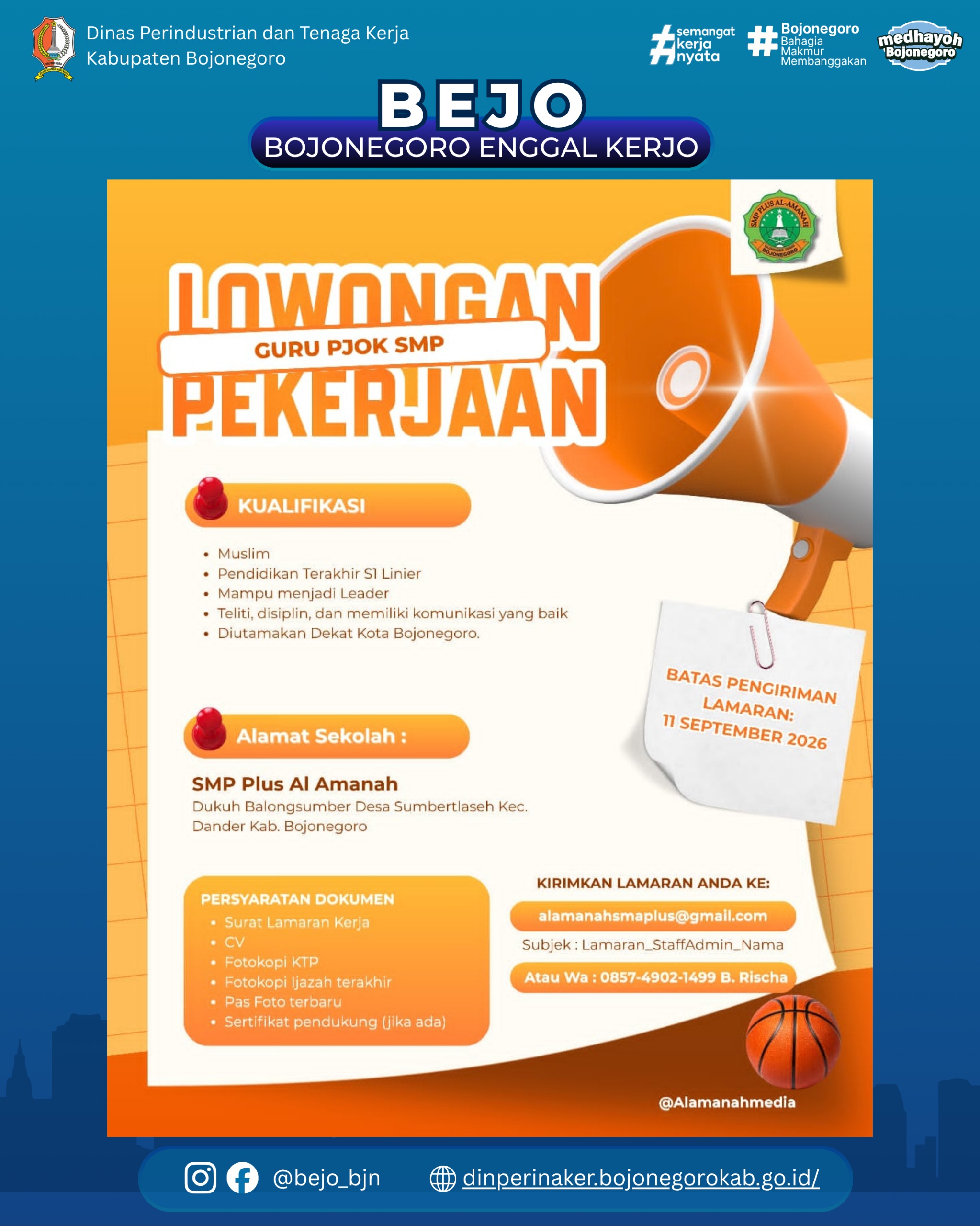 LOWONGAN PEKERJAAN-SMP Plus Al Amanah