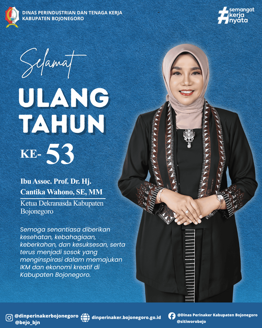 Selamat ulang tahun, Ibu Assoc. Prof. Dr. Hj. Cantika Wahono, SE, MM