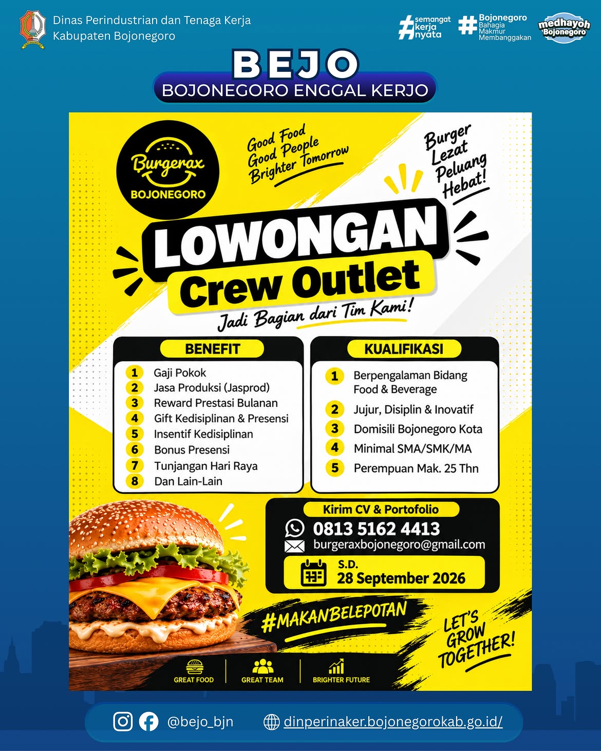 LOWONGAN KERJA TERBARU – Burgerax Bojonegoro