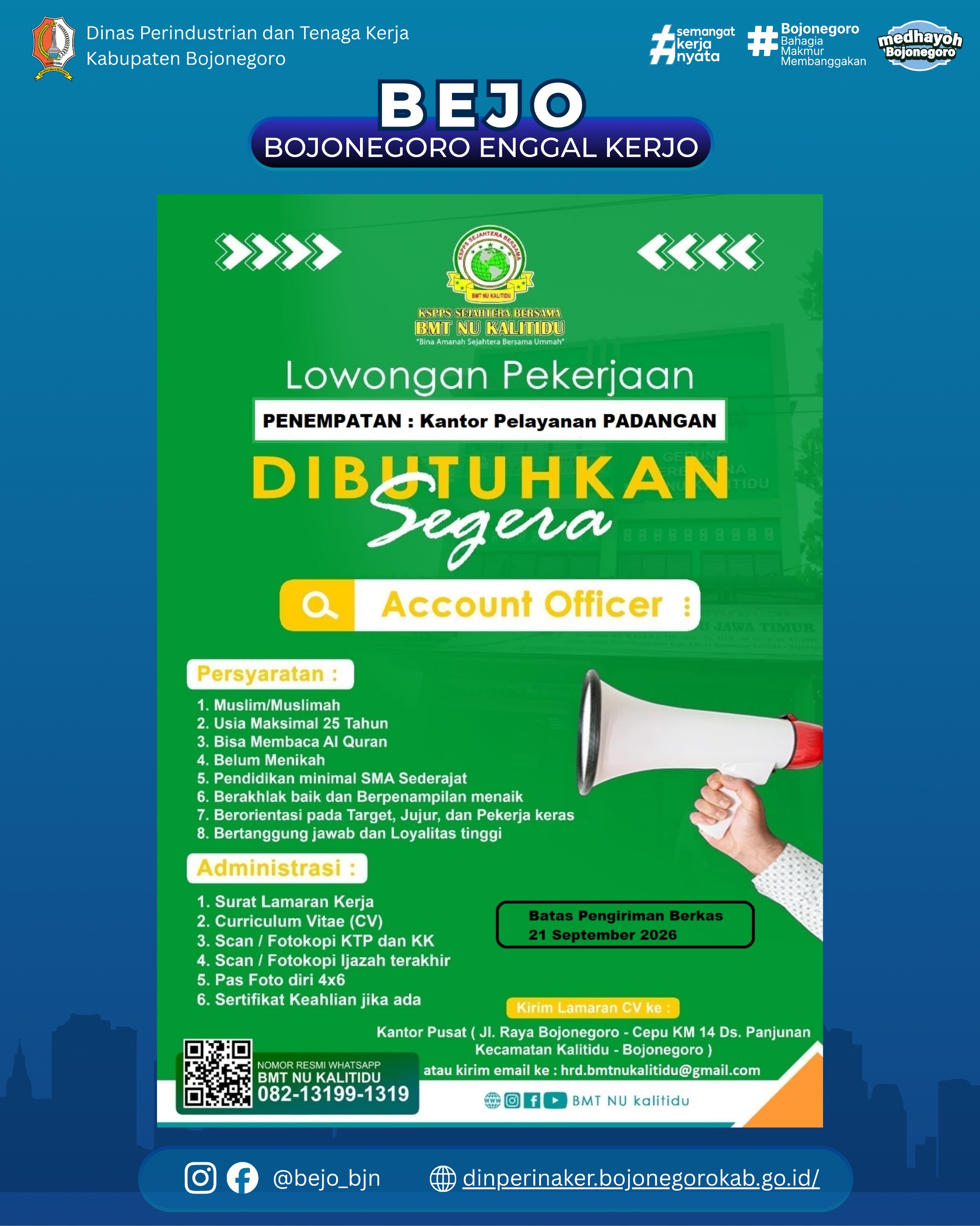 LOWONGAN KERJA TERBARU- BMT NU KALITIDU