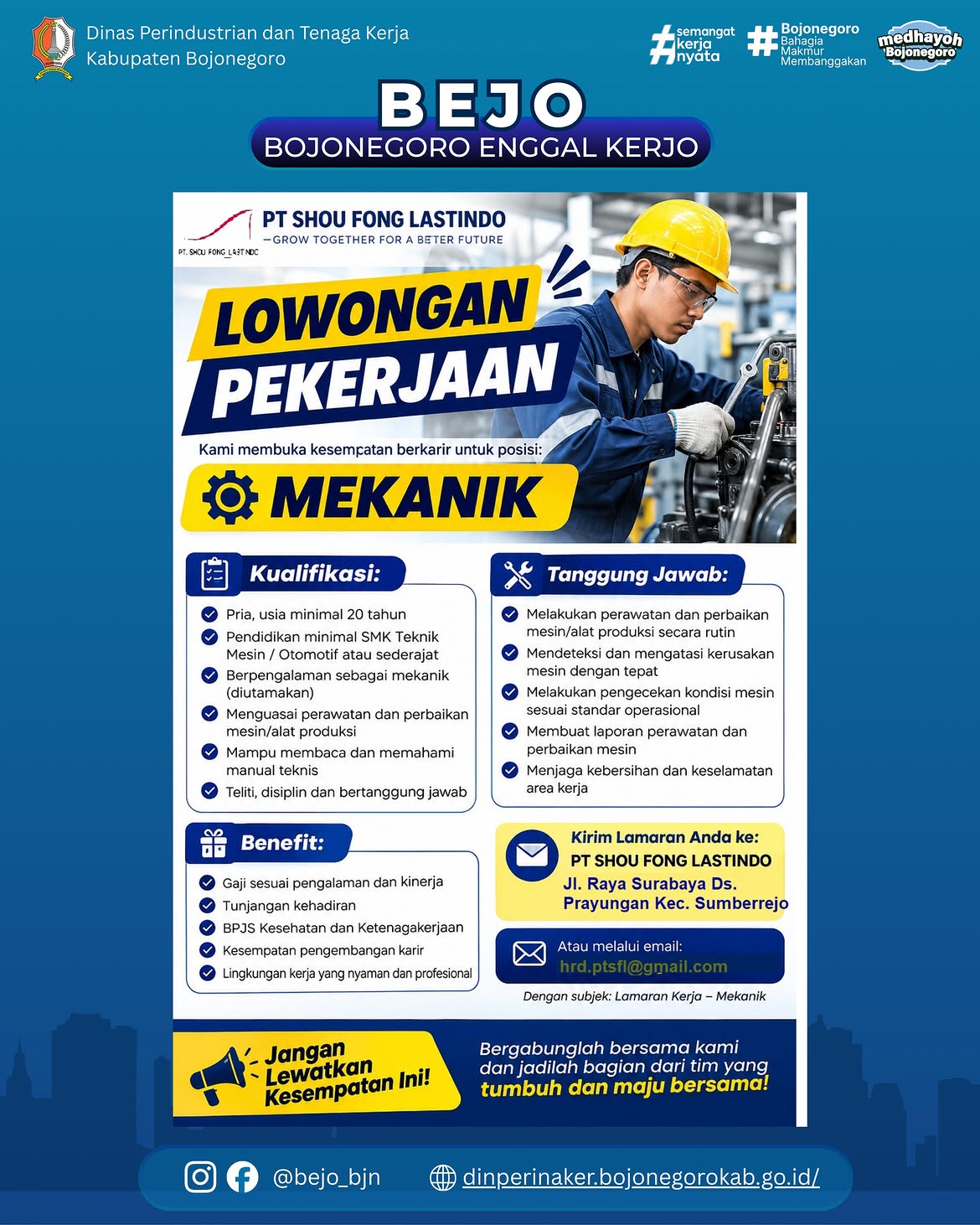 LOWONGAN KERJA TERBARU –  SHOU FONG LASTINDO
