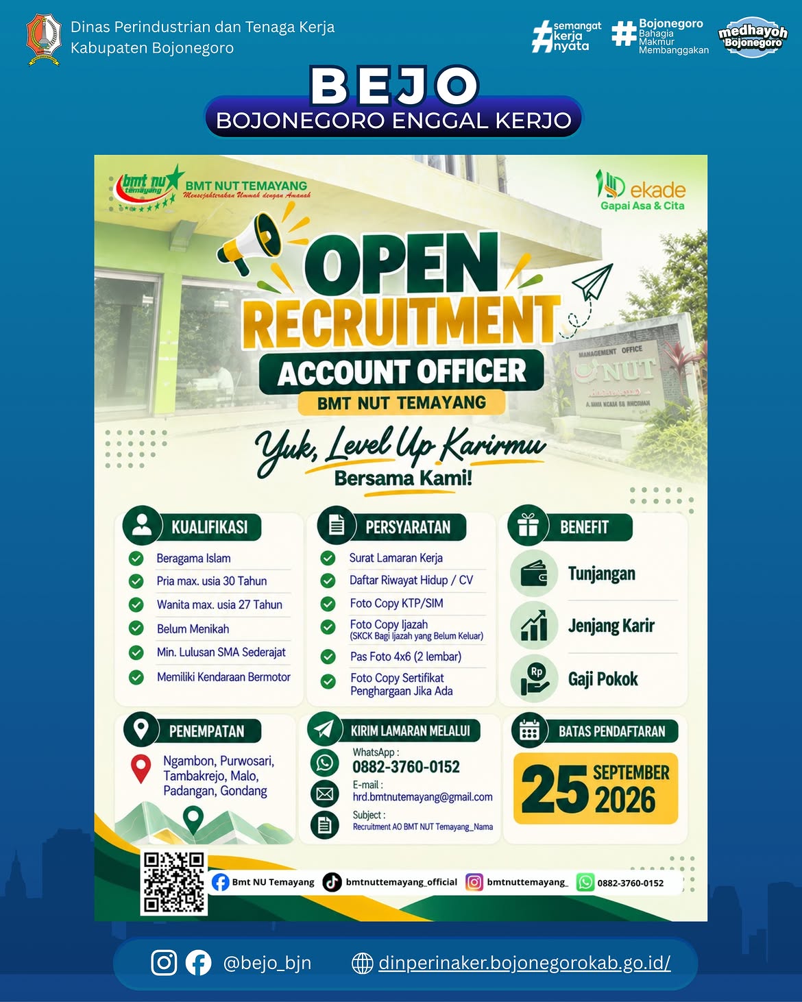 LOWONGAN KERJA TERBARU – BMT NUT TEMAYANG