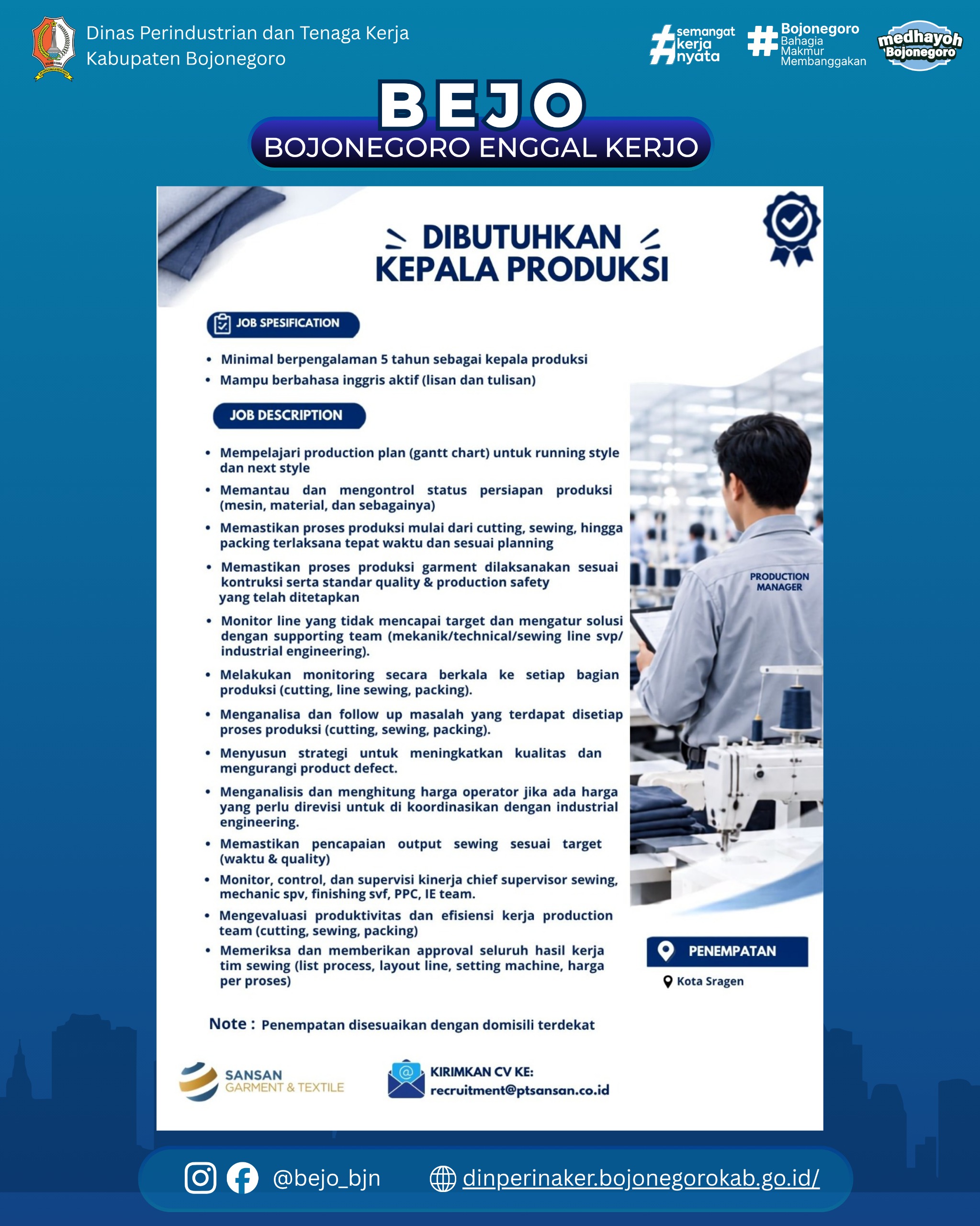 LOWONGAN KERJA TERBARU – Sansan Garment