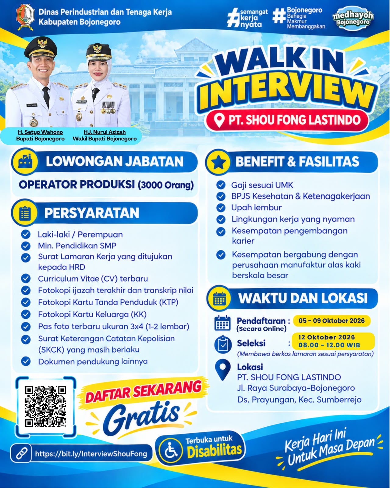 KABAR BAIK UNTUK PENCARI KERJA BOJONEGORO!