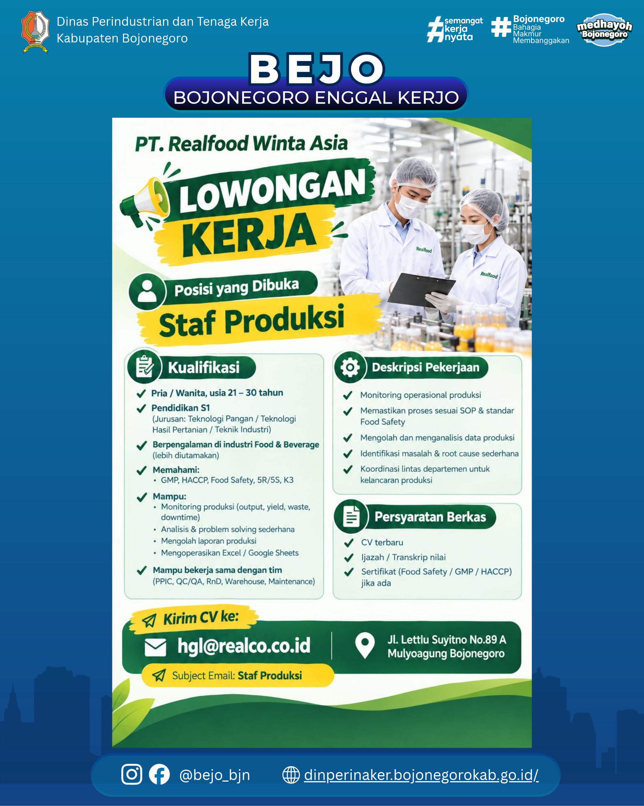 LOWONGAN KERJA- PT. Realfood Winta Asia